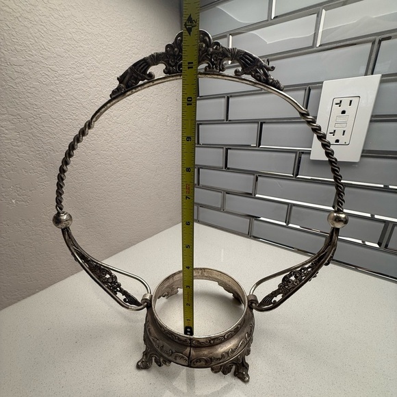 Vintage Bride's Basket Fenton Pink Hobnail Ruffled Bowl with Metal Holder - Picture 8 of 16